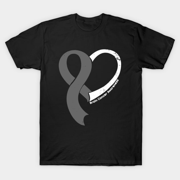 Brain Cancer Awareness Hople Love Heart Ribbon Happy Valentines Day T-Shirt by BoongMie